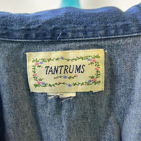 Vintage Tantrums Embroidered Floral lightweight Denim Jacket Large - Picture 6 of 6